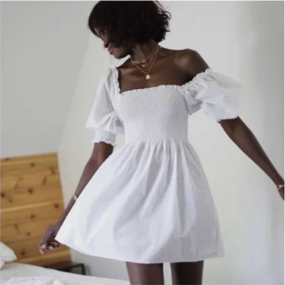 Hill House Athena Nap Dress White Swiss Dot